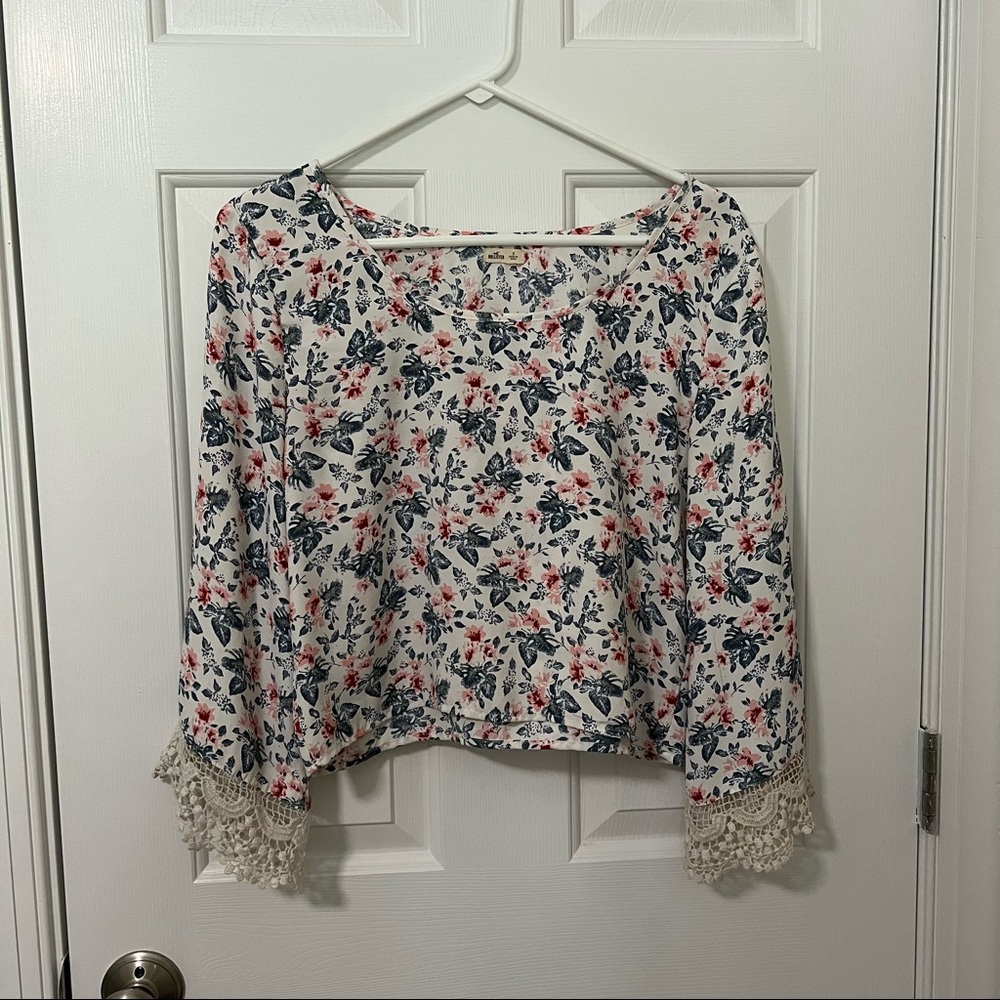 Floral Long Sleeve Crop Top
